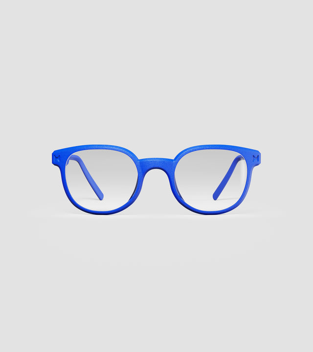 High bridge Thant blue eyeglasses with saddle bridge and hockey-style temples
